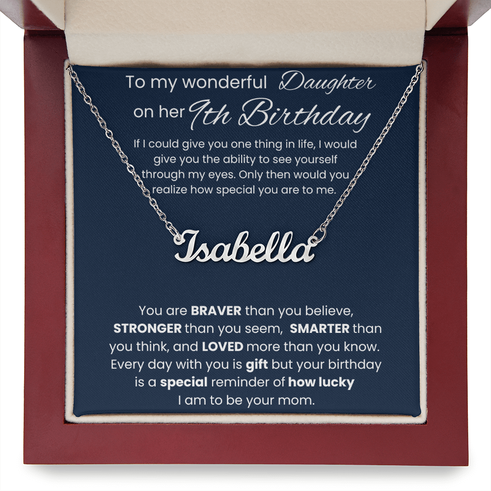 9th Birthday Necklace Gift - Custom Name Necklace