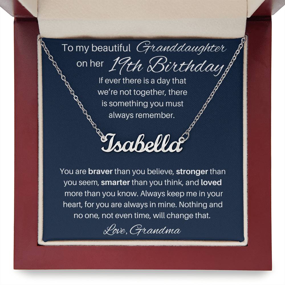 19th Birthday Name Necklace For Granddaughter