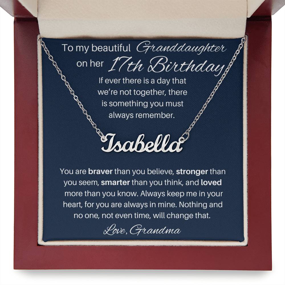 17th Birthday Name Necklace For Granddaughter