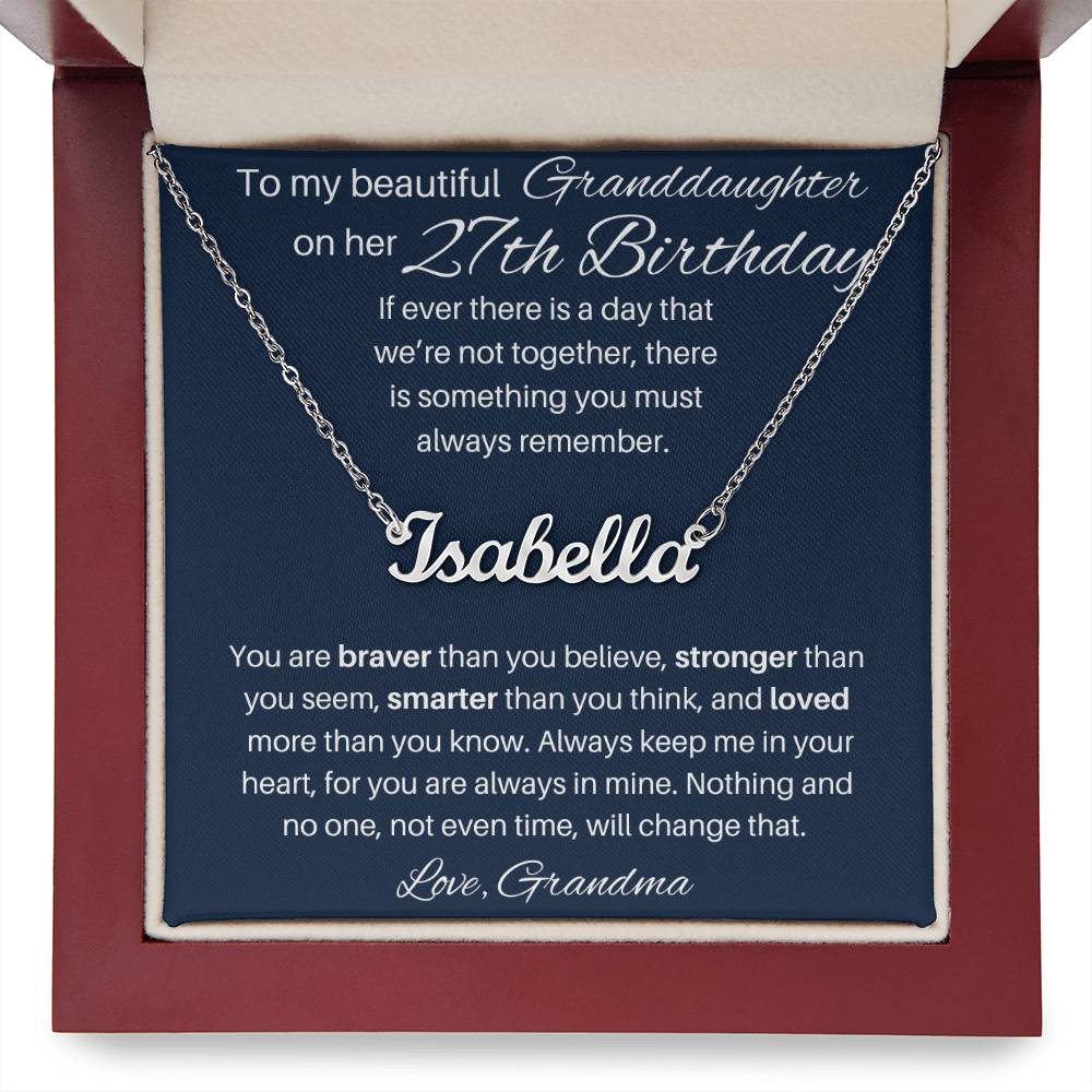 27th Birthday Name Necklace For Granddaughter