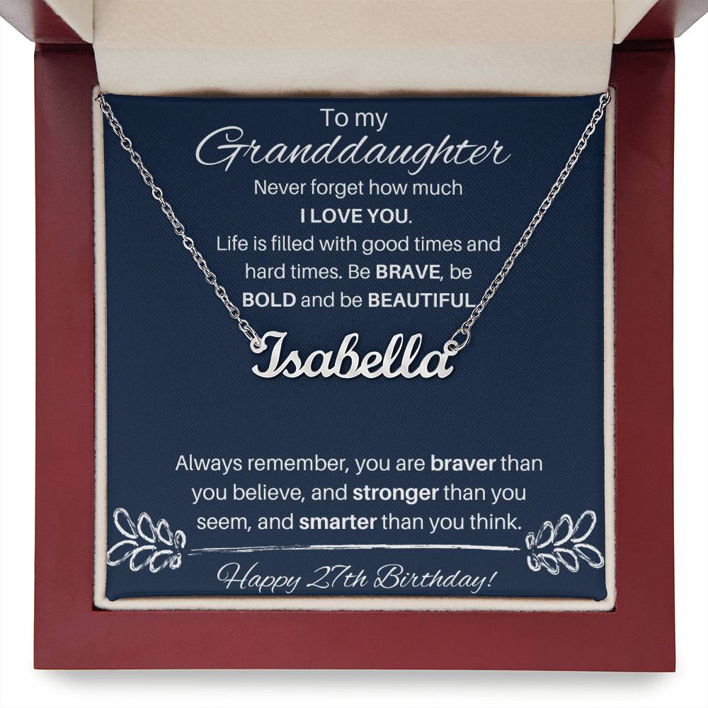 To My Granddaughter On Her 27th Birthday | Custom Name Necklace