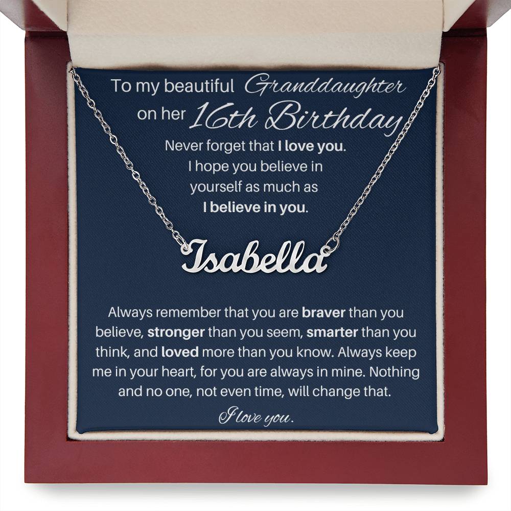 To My Beautiful Granddaughter Happy 16th Birthday | Personalized Name Necklace