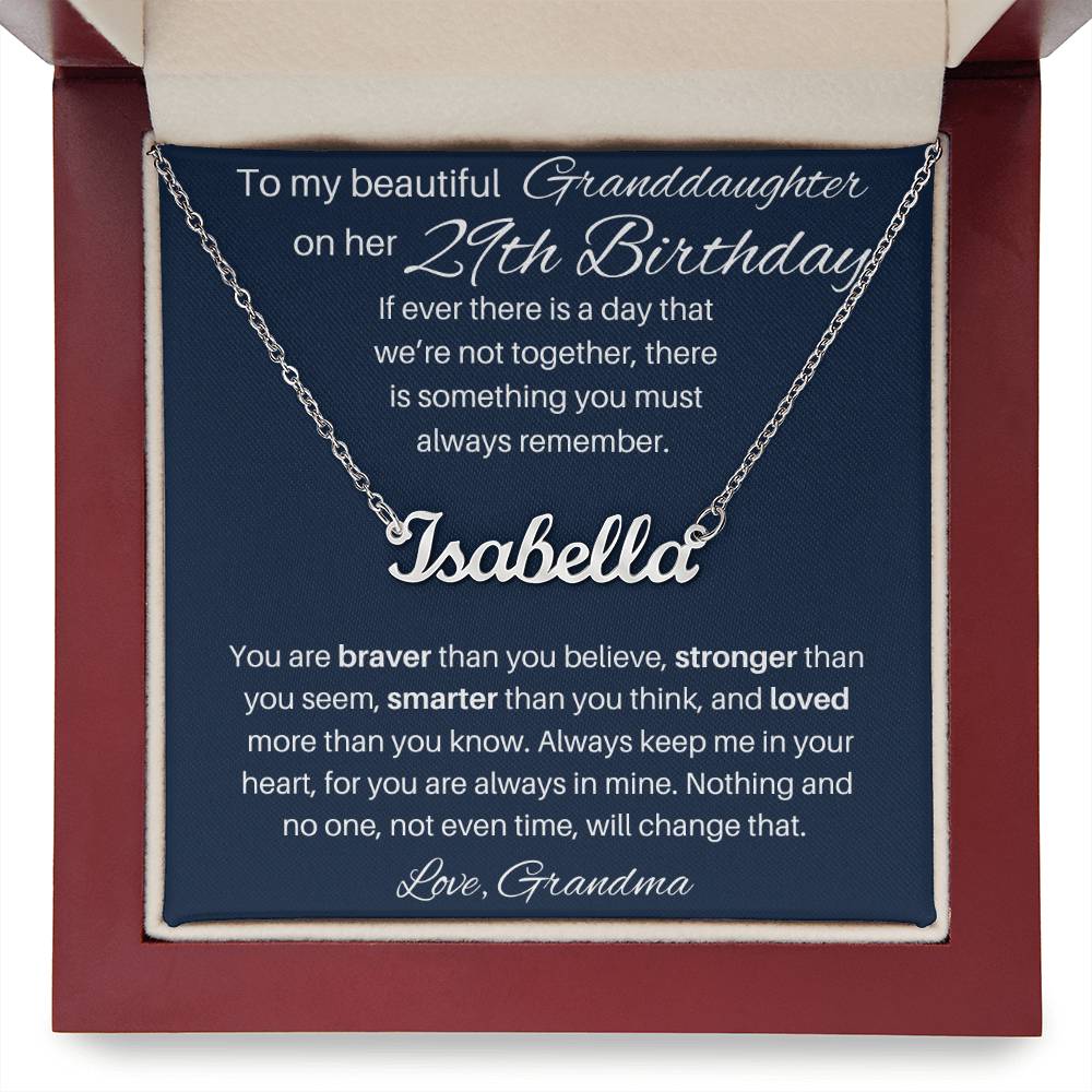 29th Birthday Name Necklace For Granddaughter