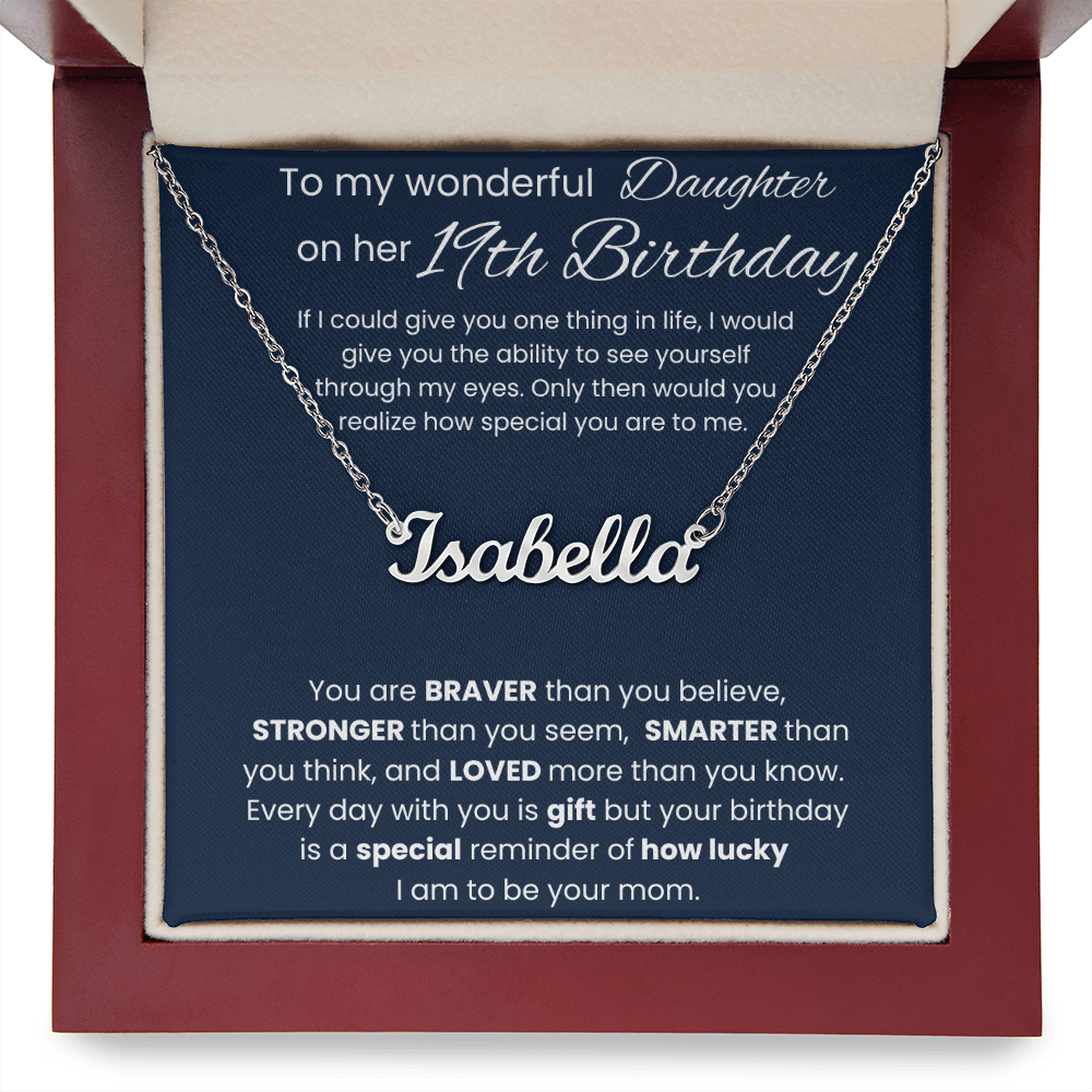 19th Birthday Necklace Gift - Custom Name Necklace