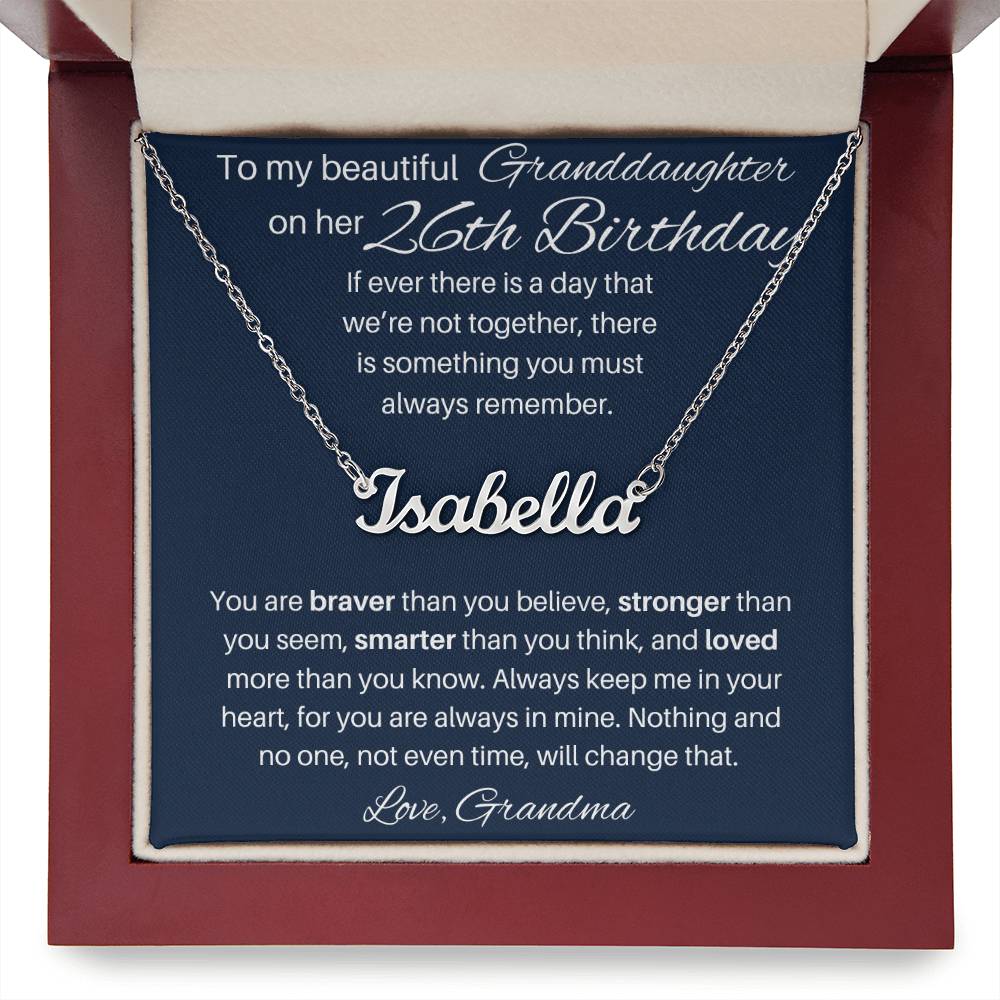 26th Birthday Name Necklace For Granddaughter