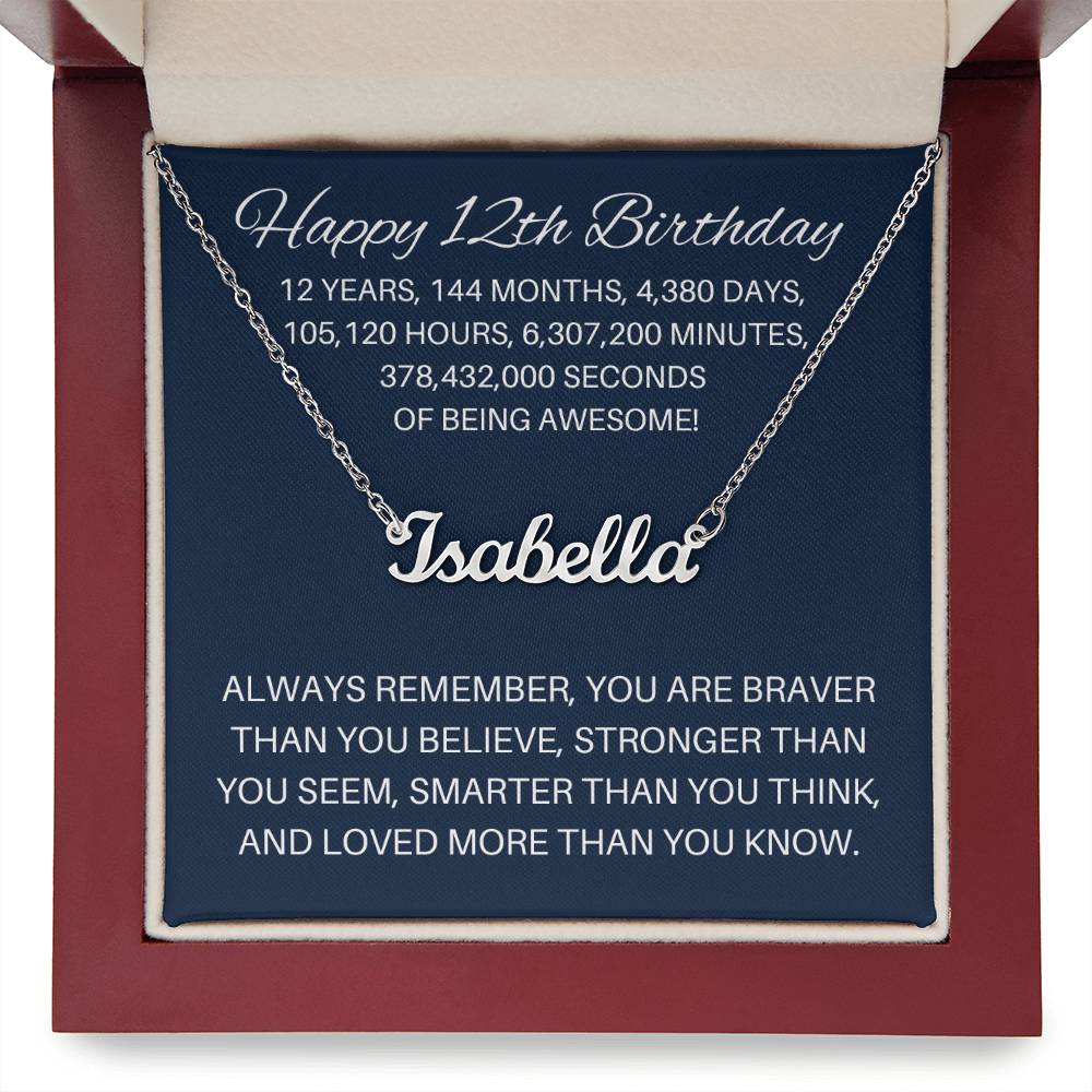 Personalized 12th Birthday Gift - Custom Name Necklace