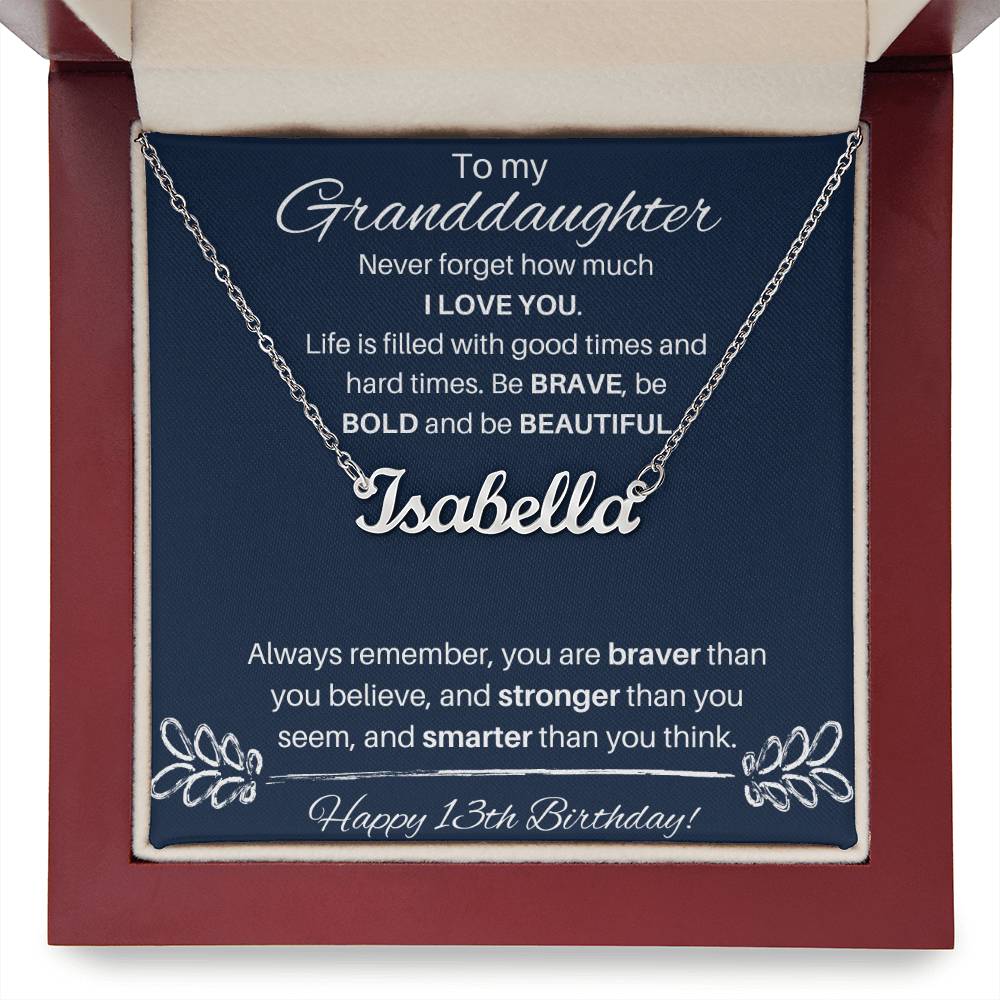 To My Granddaughter On Her 13th Birthday | Custom Name Necklace