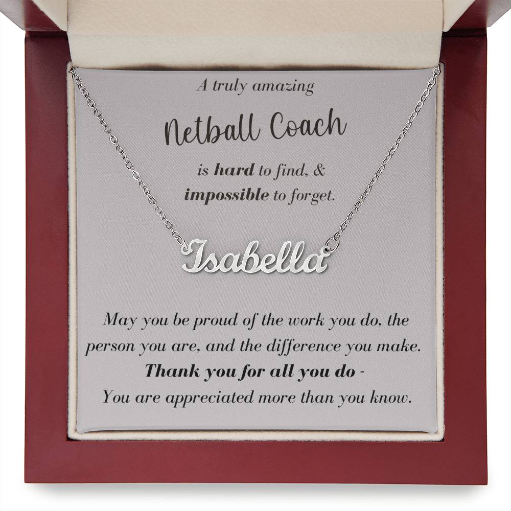 A Truly Amazing Netball Coach - Custom Name Necklace