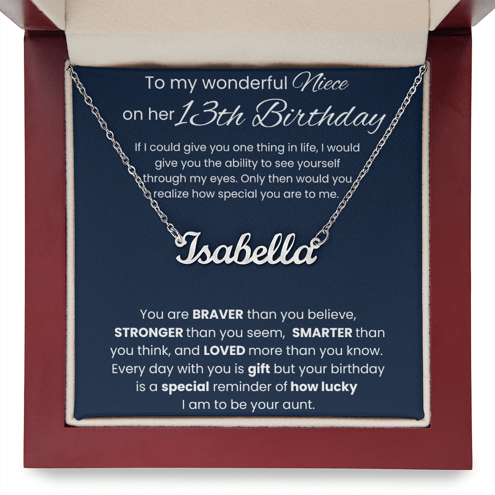 13th Birthday Custom Name Necklace for Niece