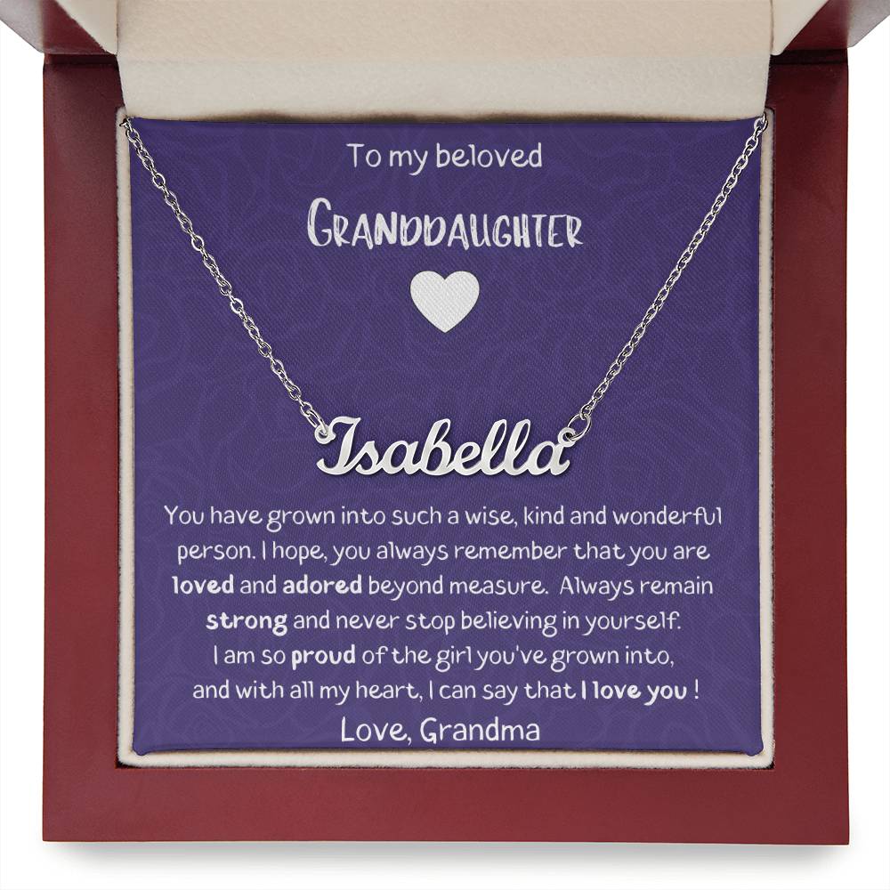 To My Beloved Granddaughter - You Are Loved And Adored Beyond Measure - Custom Name Necklace