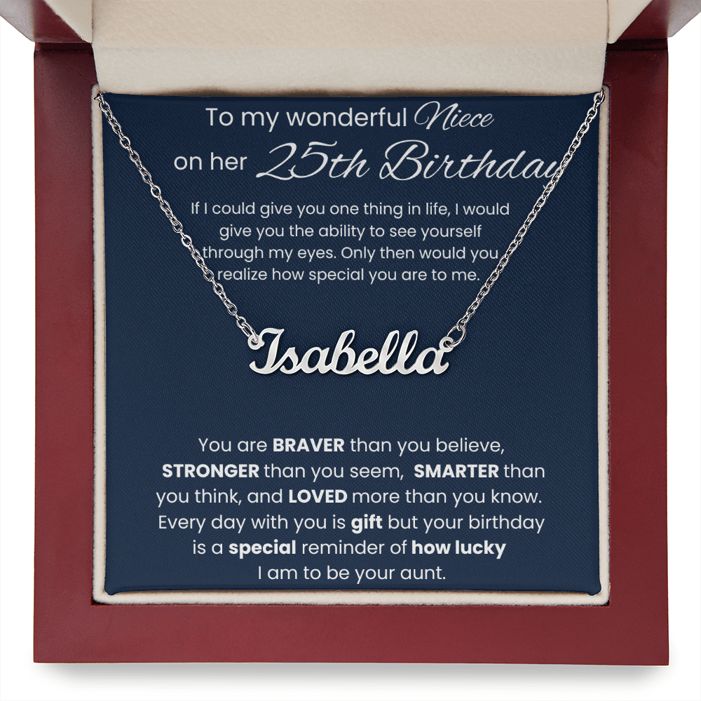 25th Birthday Custom Name Necklace for Niece