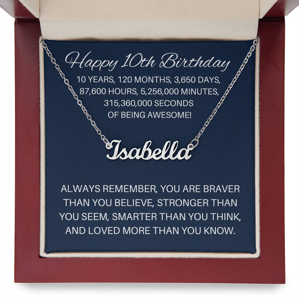 Personalized 10th Birthday Gift - Custom Name Necklace