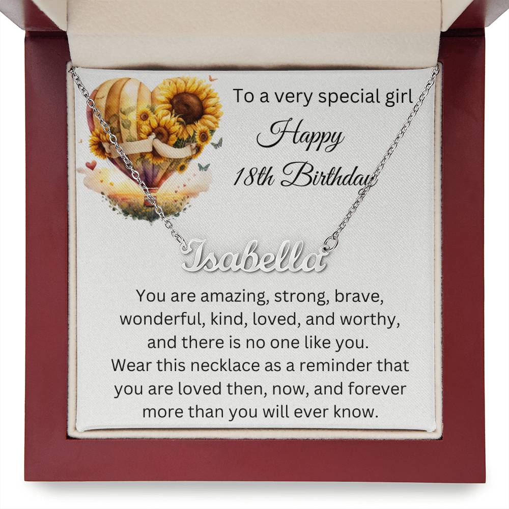 18th Birthday Gift - Custom Name Necklace