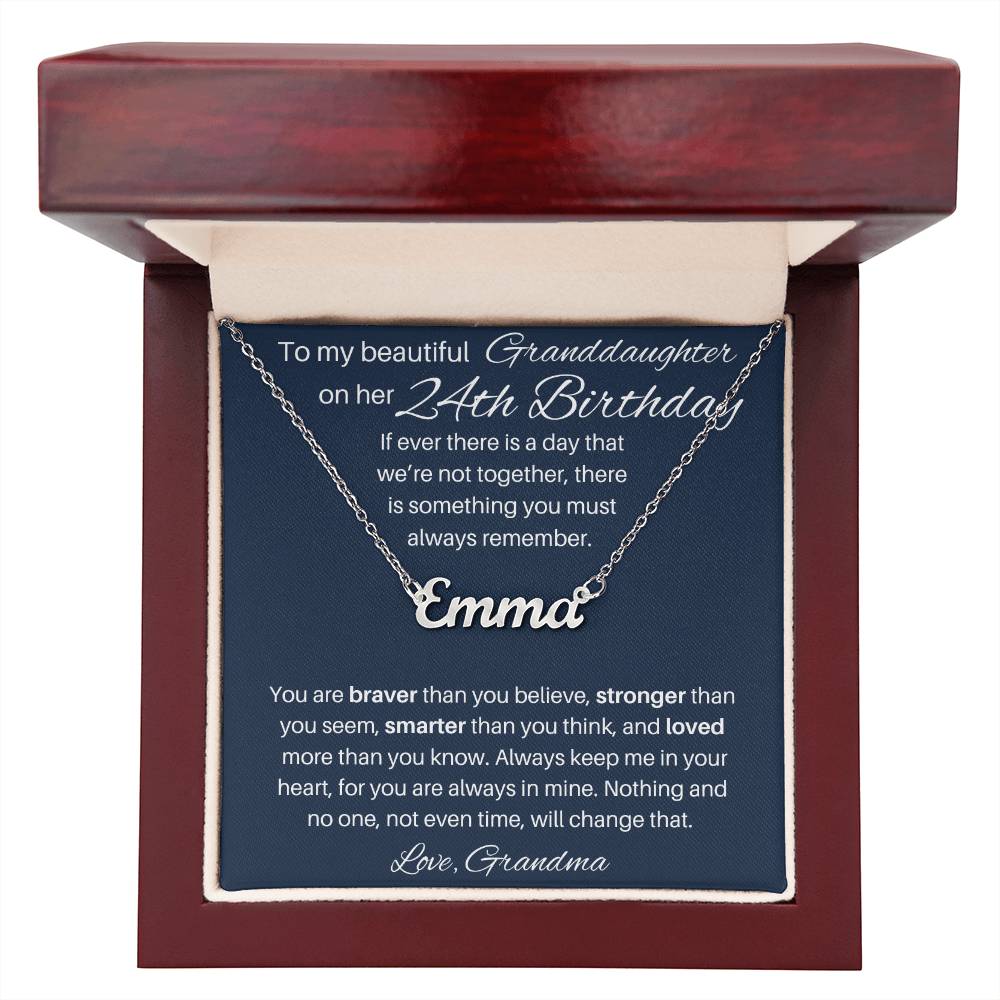 24th Birthday Name Necklace For Granddaughter