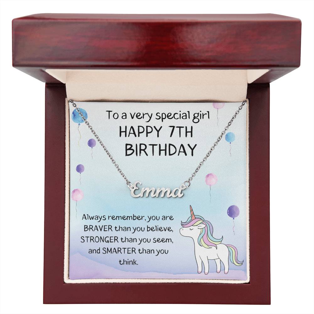 To a very special girl happy 7th birthday - Custom Name Necklace