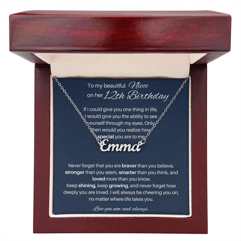 12th Birthday Gift for Niece - Custom Name Necklace