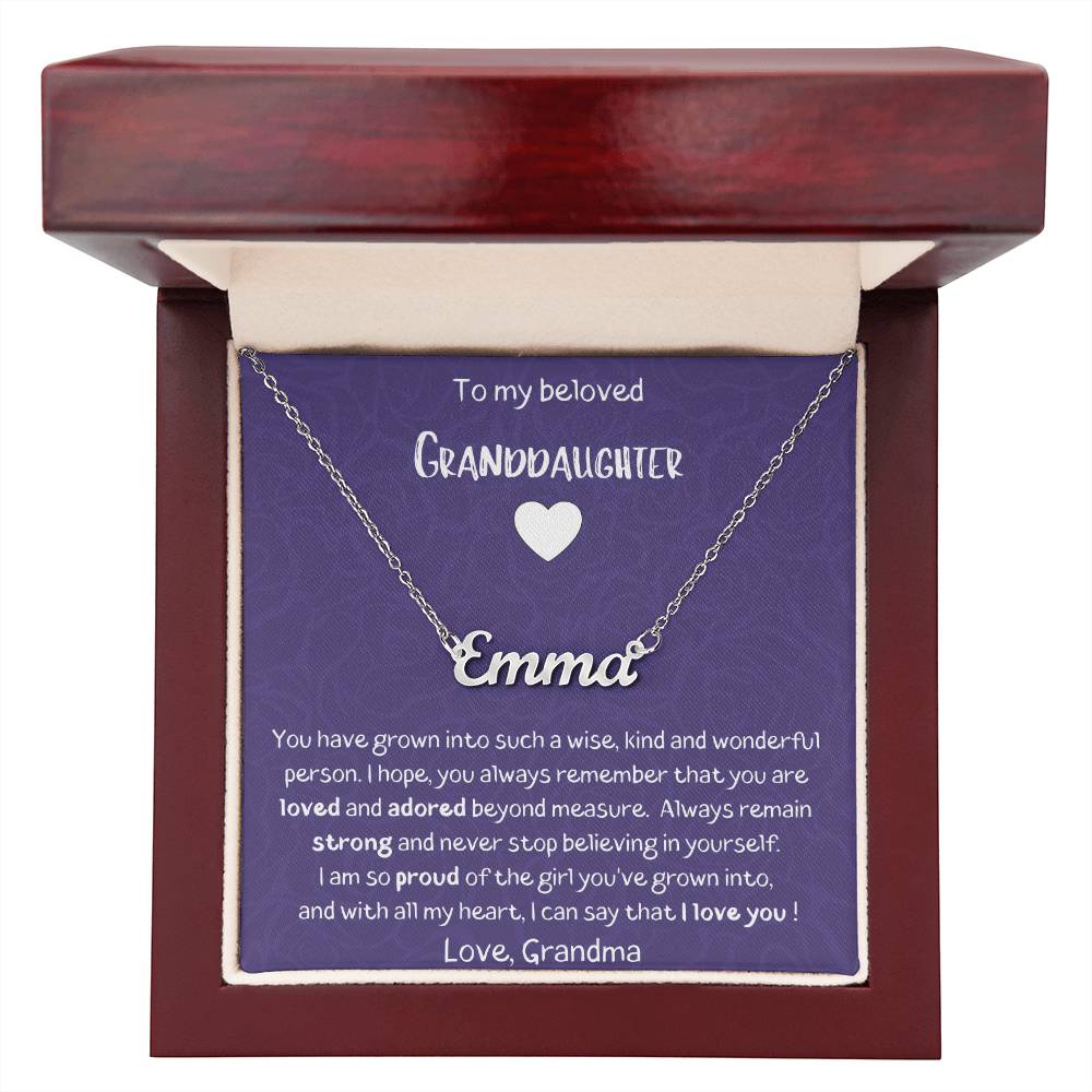 To My Beloved Granddaughter - You Are Loved And Adored Beyond Measure - Custom Name Necklace