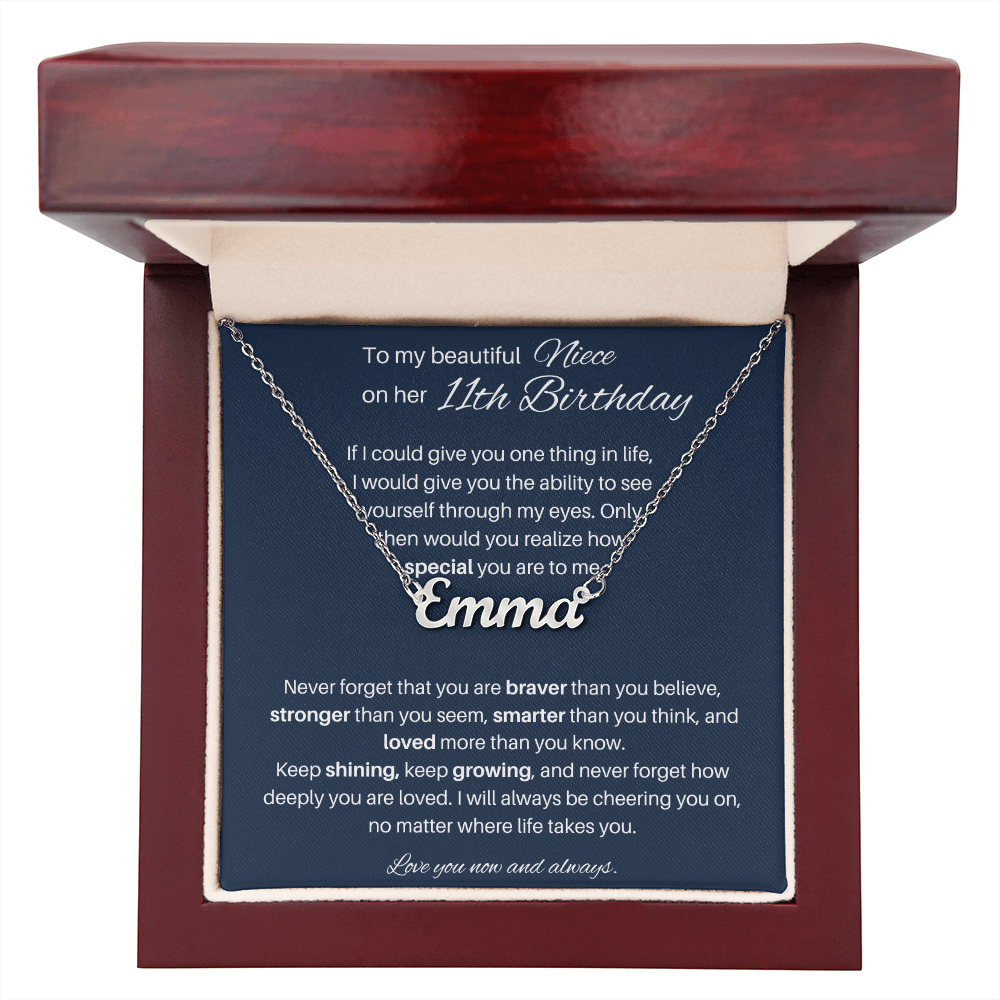 11th Birthday Gift for Niece - Custom Name Necklace
