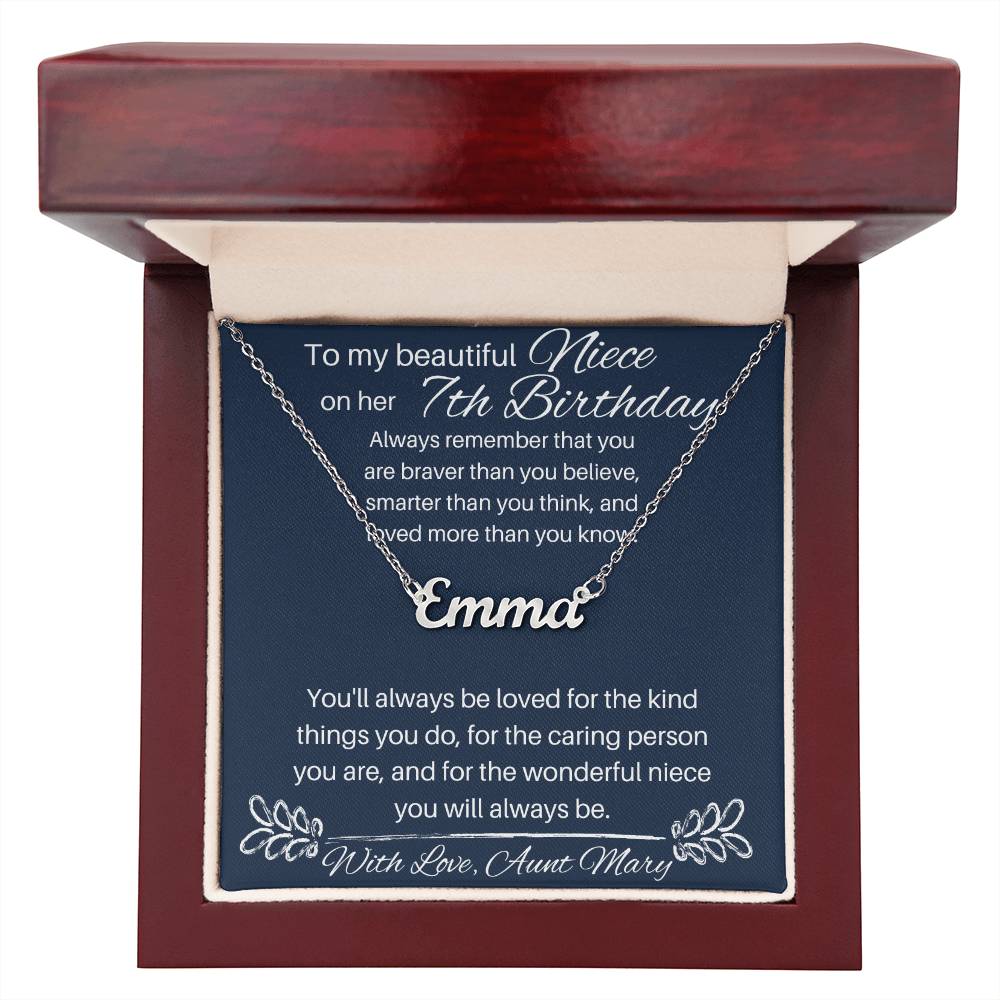 Niece 7th Birthday - Custom Name Necklace
