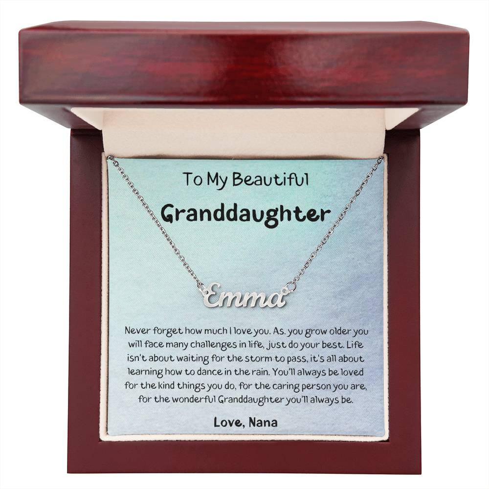 To My Beautiful Granddaughter - I Love You - Custom Name Necklace