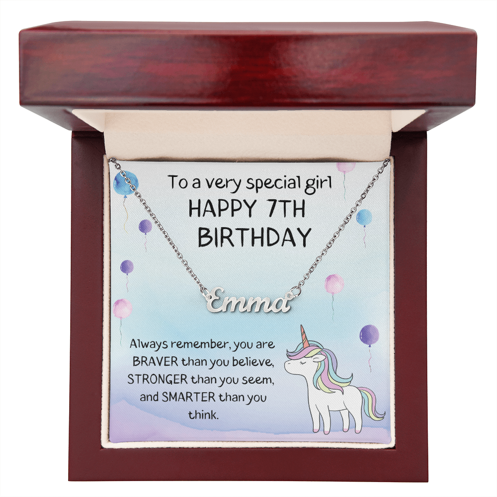 Happy 7th Birthday - Personalized Name Necklace