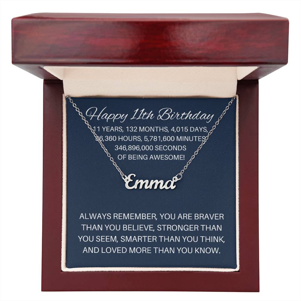 Personalized 11th Birthday Gift - Custom Name Necklace