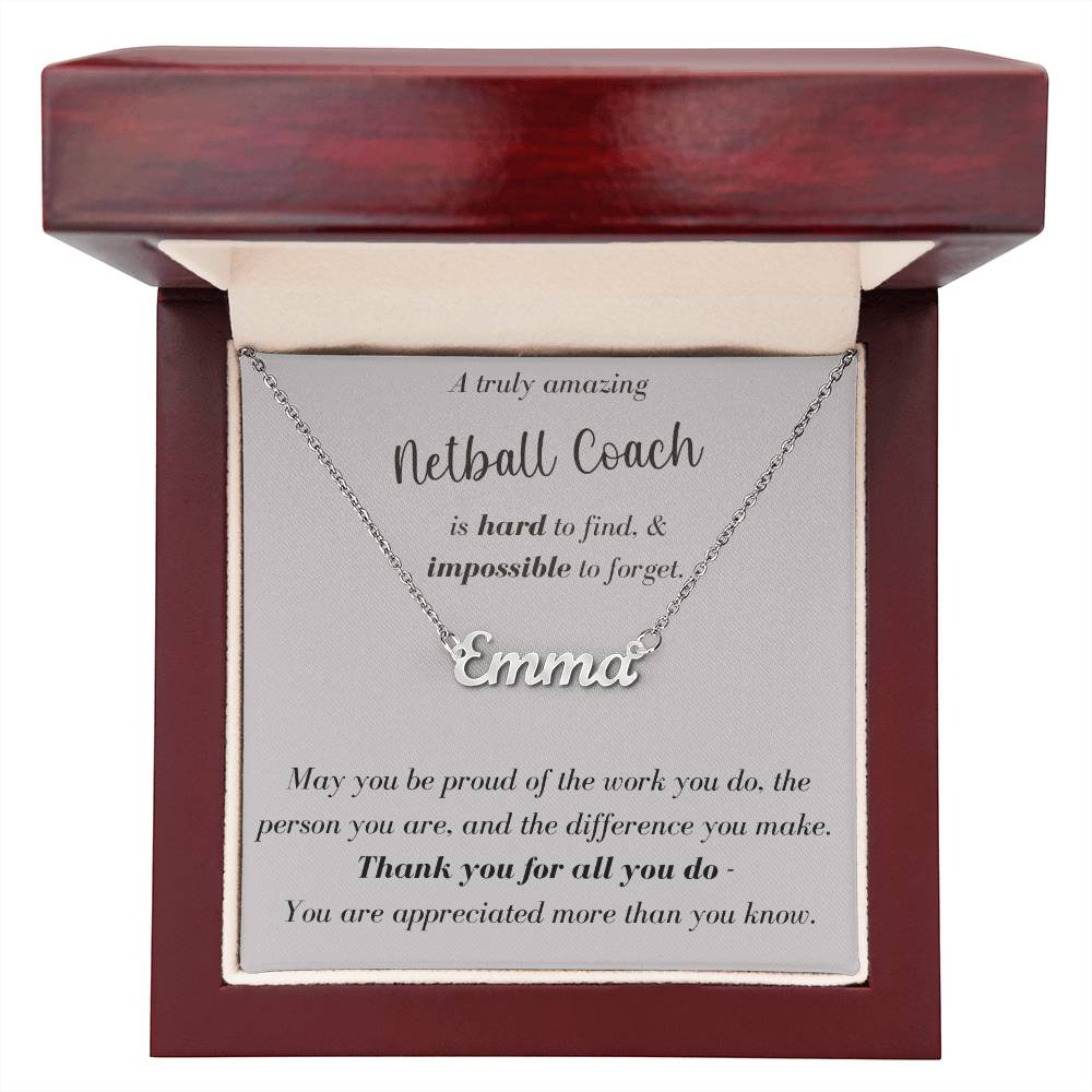 A Truly Amazing Netball Coach - Custom Name Necklace