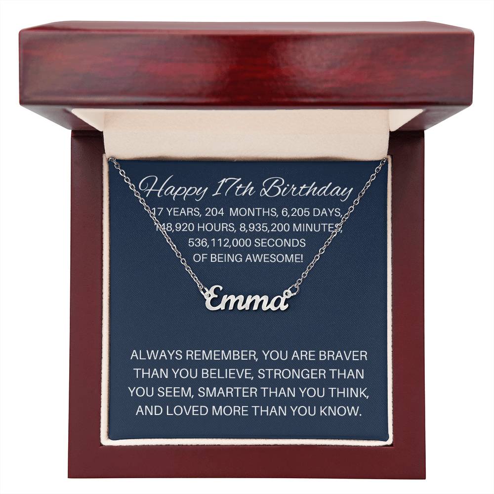 Personalized 17th Birthday Gift - Custom Name Necklace