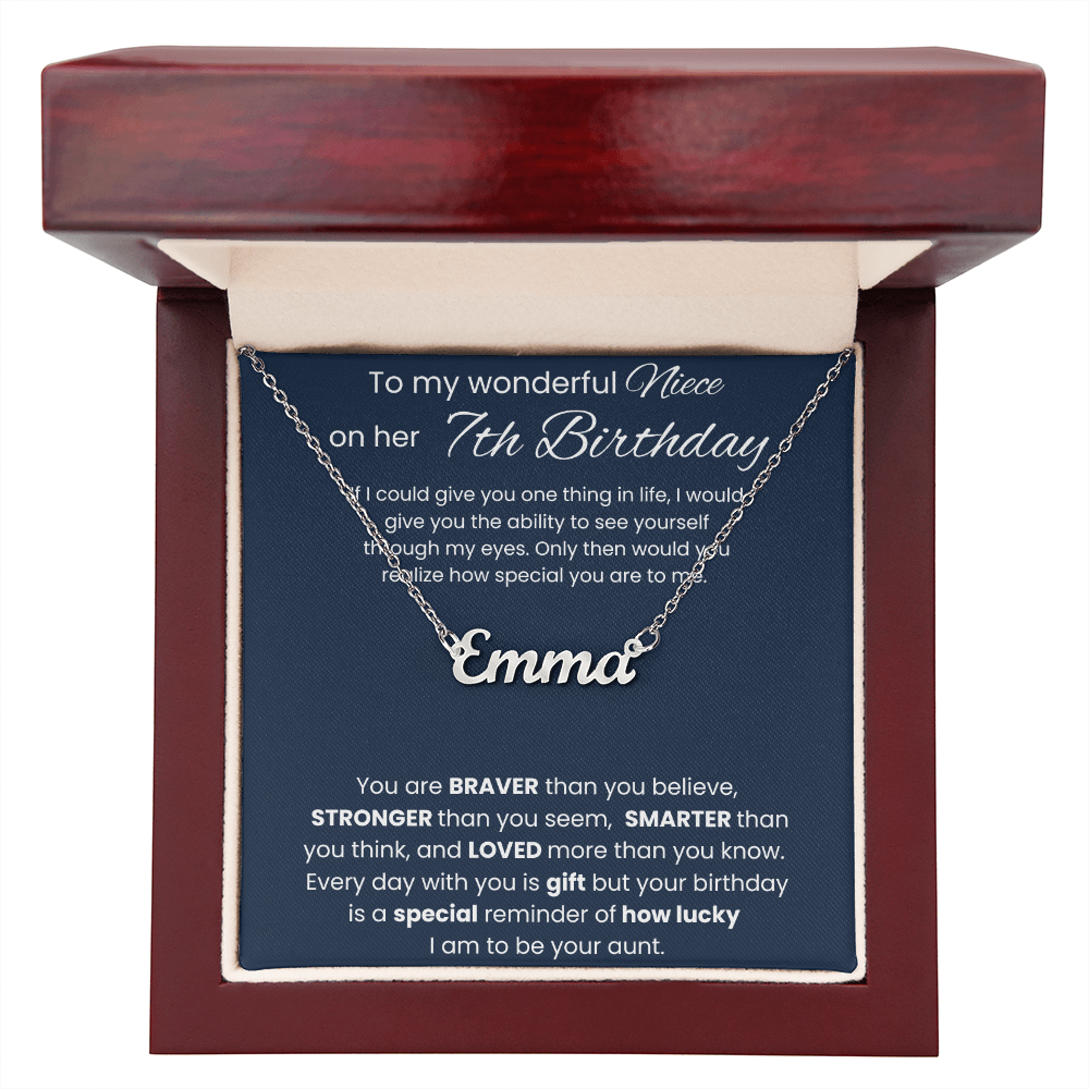 7th Birthday Custom Name Necklace for Niece