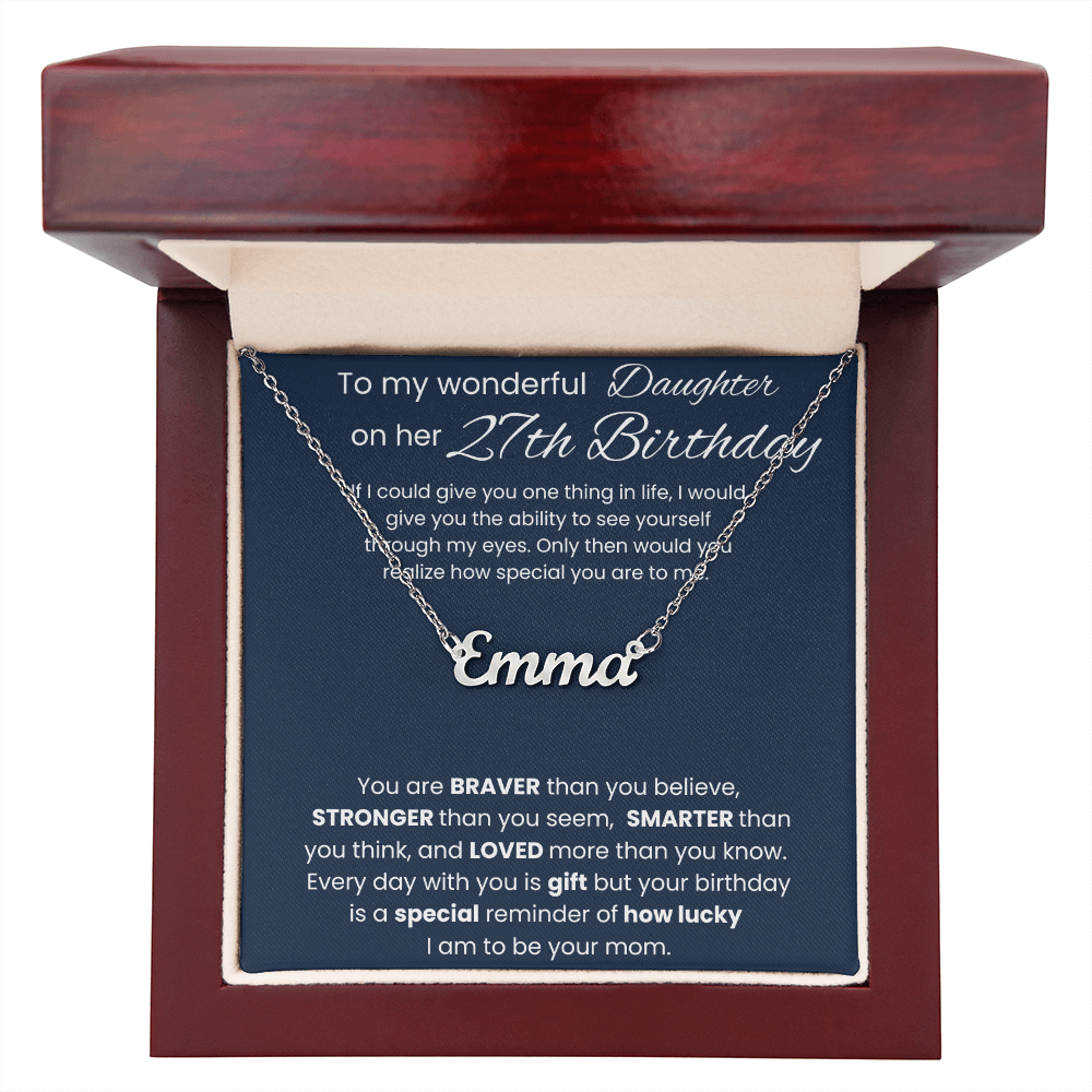 27th Birthday Necklace Gift - Custom Name Necklace
