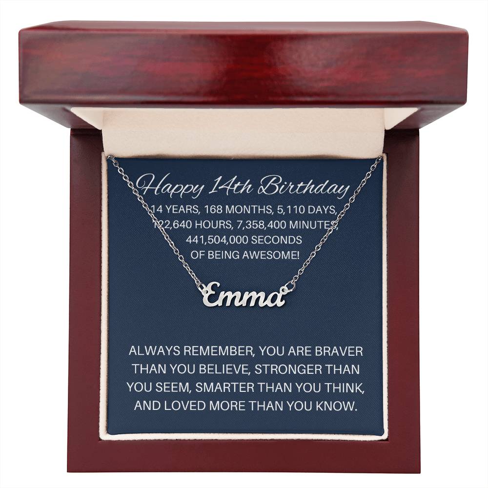 Personalized 14th Birthday Gift - Custom Name Necklace