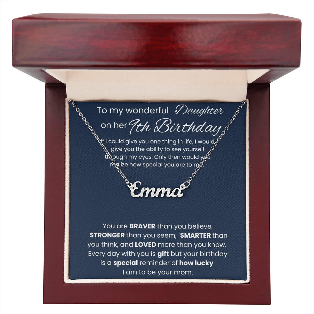 9th Birthday Necklace Gift - Custom Name Necklace
