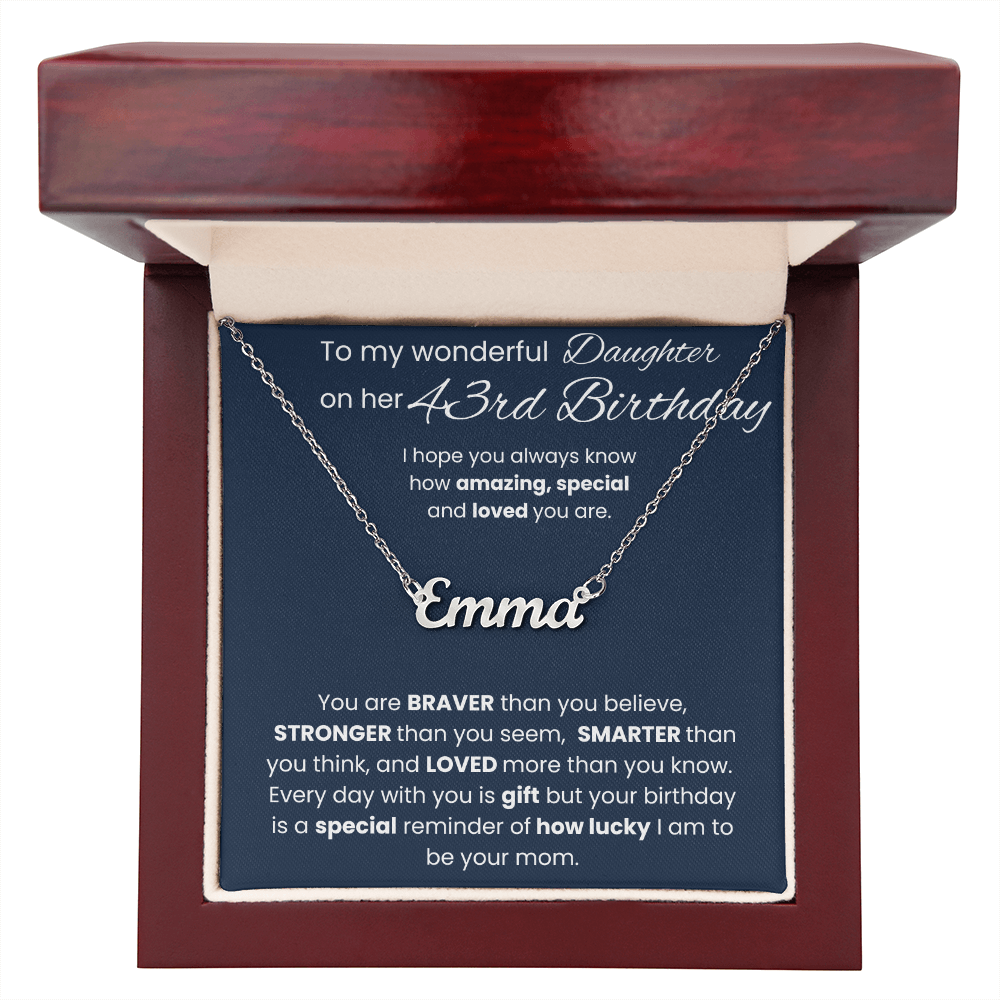 43rd Birthday Personalized Gift - Custom Name Necklace