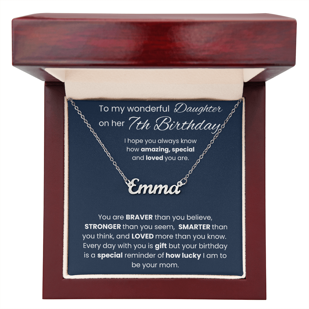 7th Birthday Personalized Gift - Custom Name Necklace