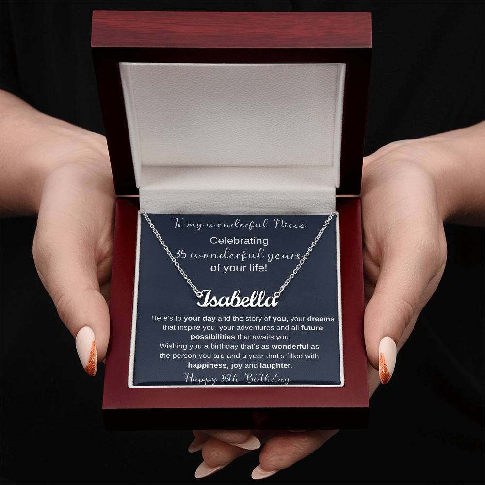 35 Birthday Gift For Niece - Persobalized Name Necklace