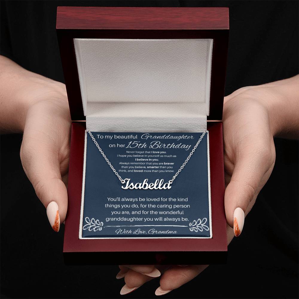 To My Beautiful Granddaughter | Happy 15th Birthday | Custom Name Necklace