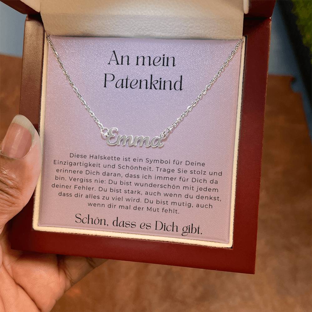 An Mein Patenkind - Schön Dass Es Dich Gibt - Personalisierte Namenskette