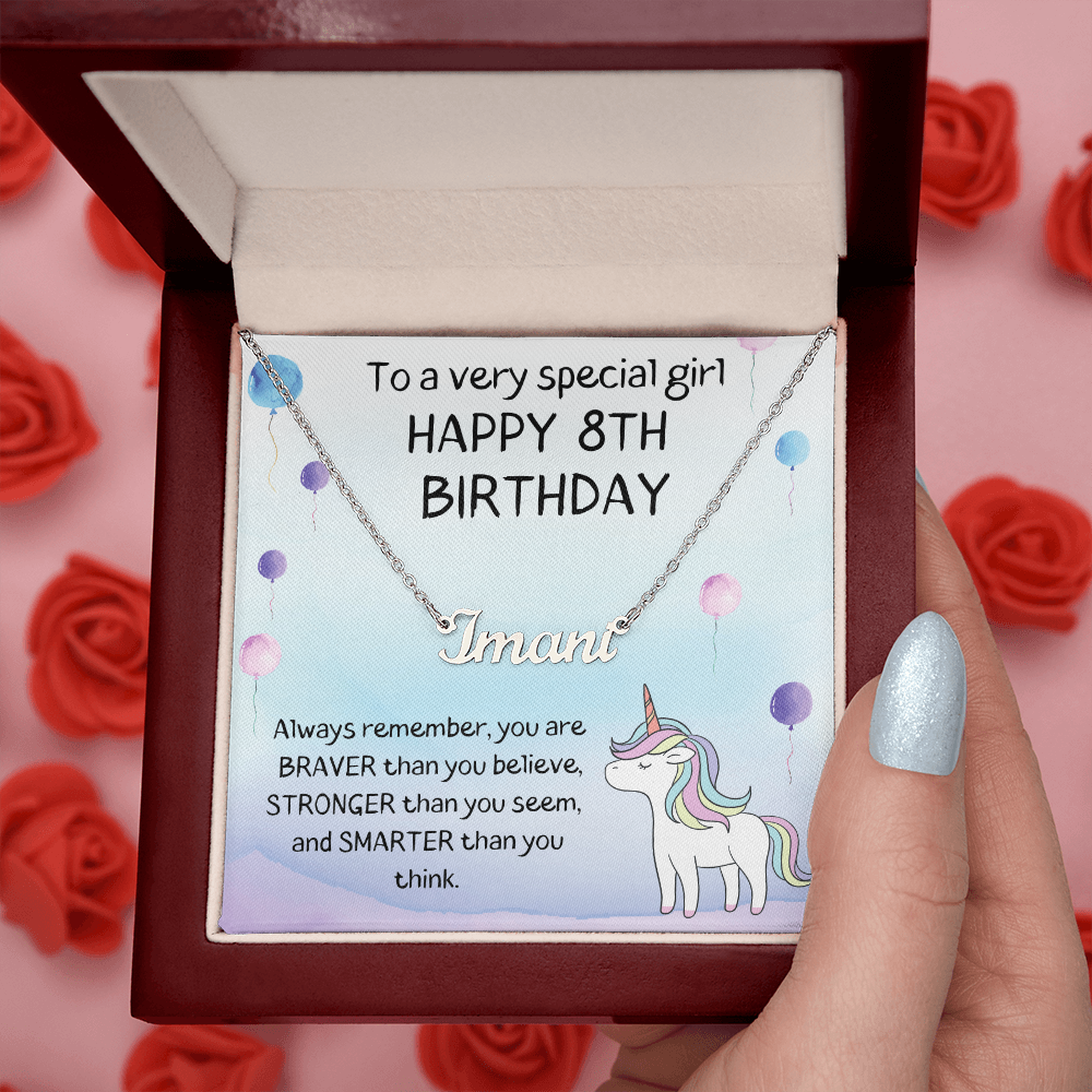 Happy 8th Birthday - Personalized Name Necklace