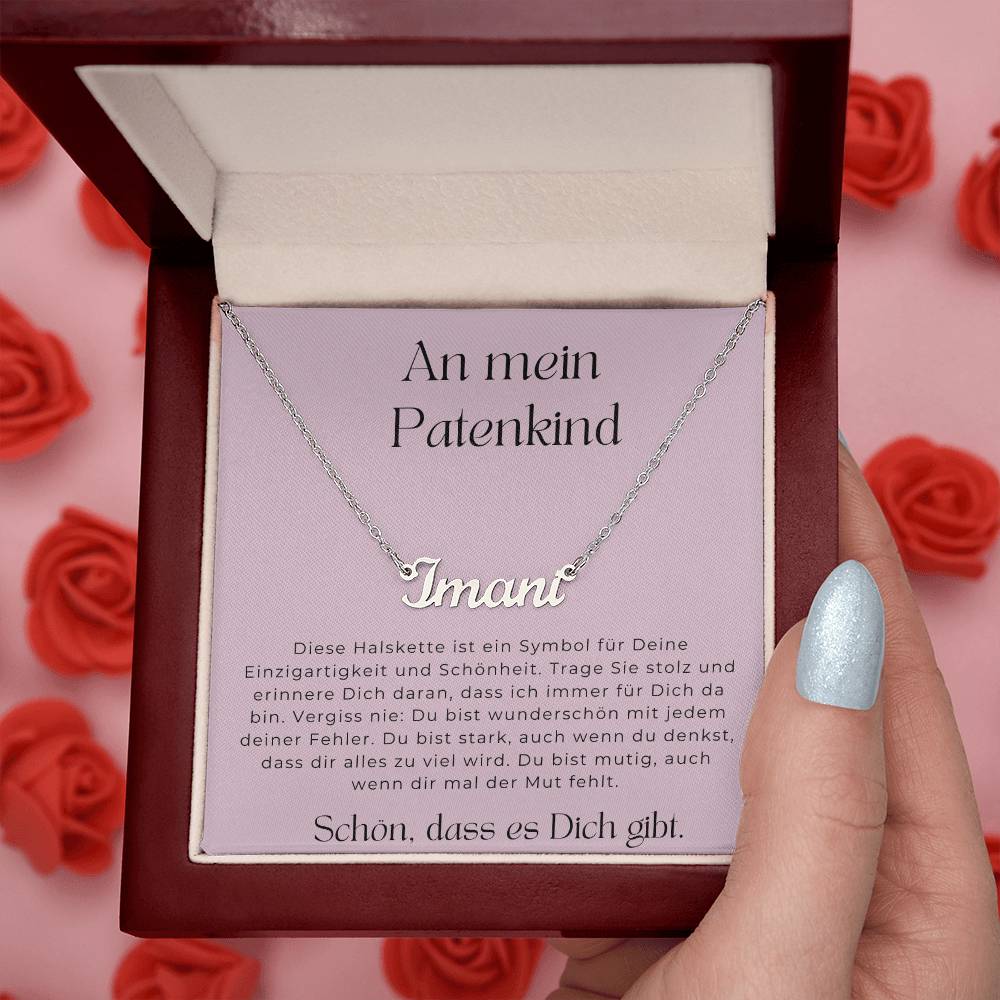 An Mein Patenkind - Schön Dass Es Dich Gibt - Personalisierte Namenskette