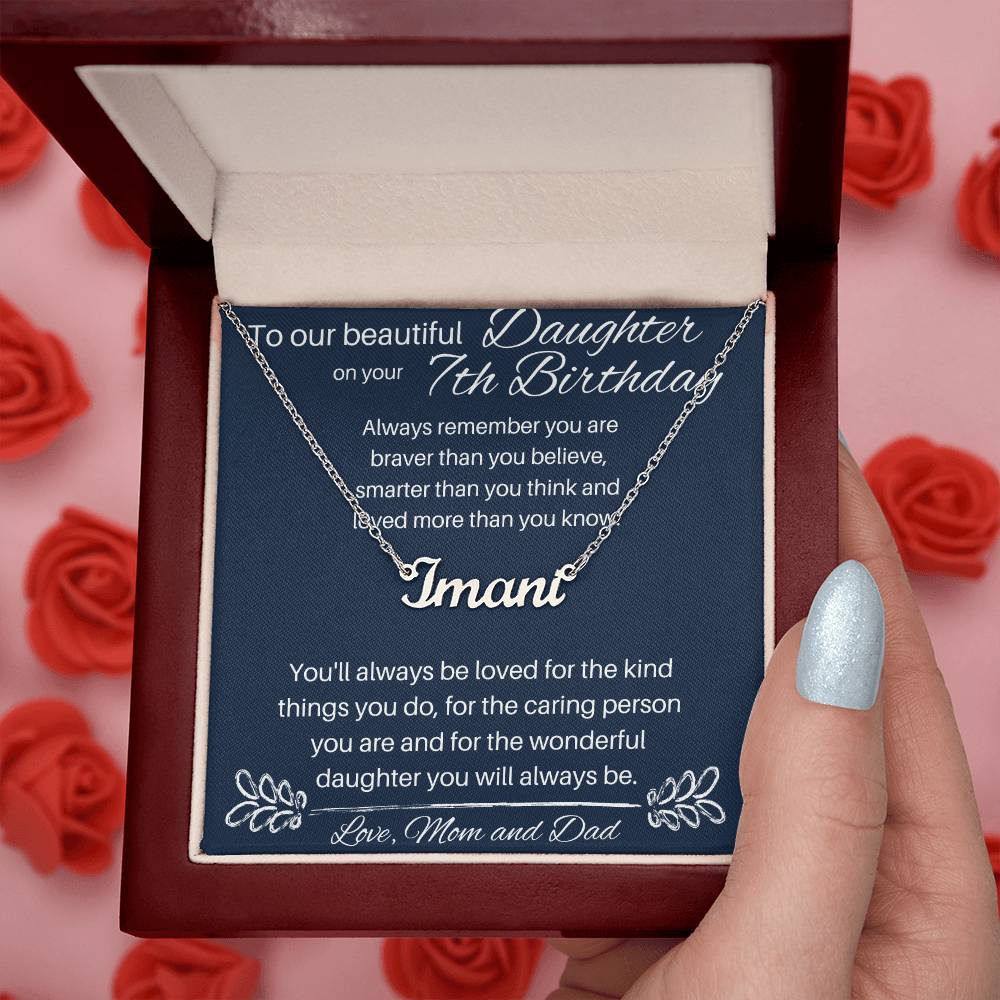 7th Birthday Gift For Daughter - Custom Name Necklace