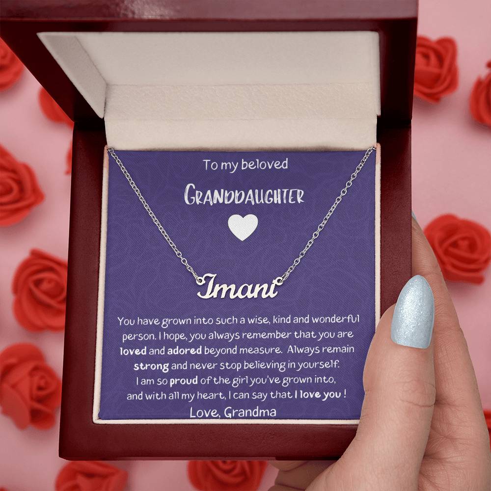 To My Beloved Granddaughter - You Are Loved And Adored Beyond Measure - Custom Name Necklace