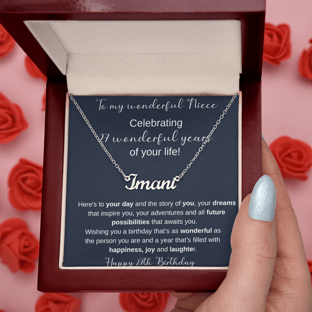 27th Birthday Gift For Niece - Persobalized Name Necklace