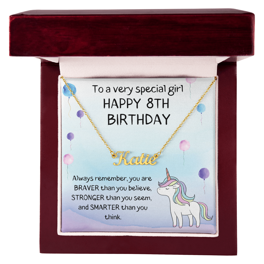 Happy 8th Birthday - Personalized Name Necklace