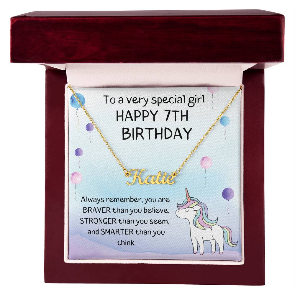 Happy 7th Birthday - Personalized Name Necklace