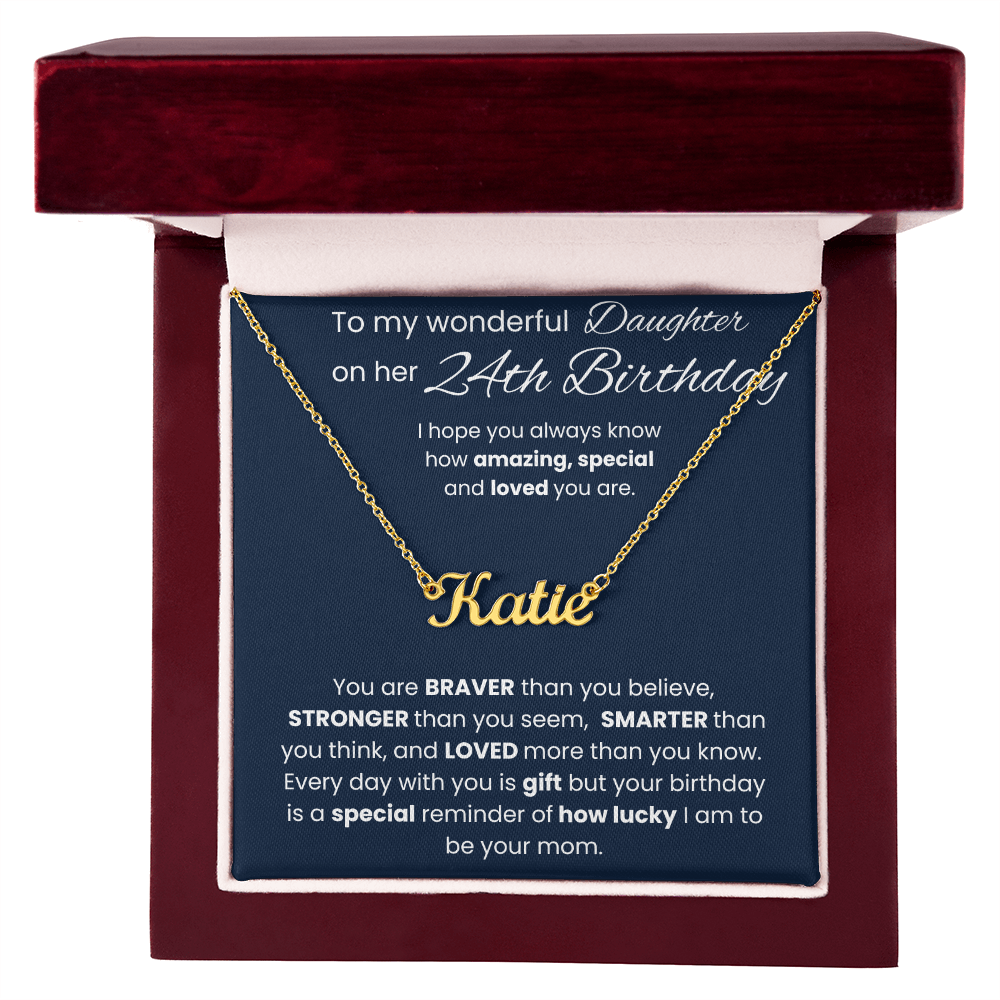 24th Birthday Personalized Gift - Custom Name Necklace