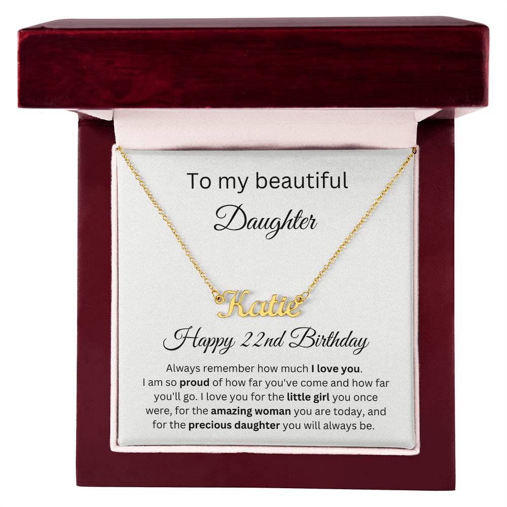 22nd Birthday Gift For Daughter - Custom Name Necklace