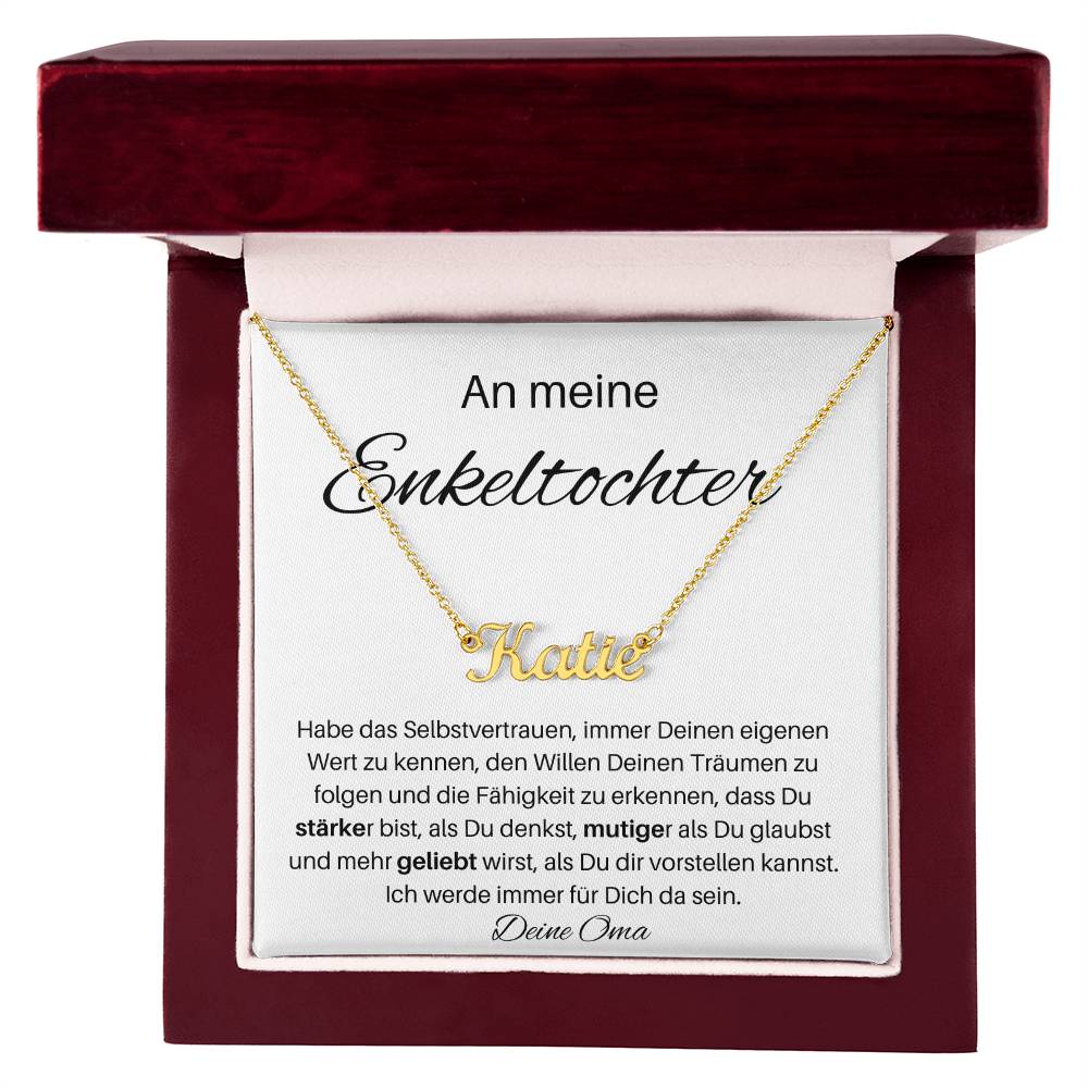 An Meine Enkeltochter - Immer Deinen Eigenen Wert Zu Kennen - Personalisierte Namenskette