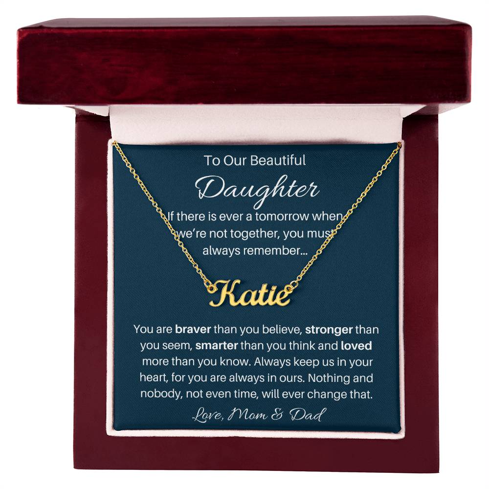 Custom Silver & Gold Name Necklace Gift from Mom and Dad