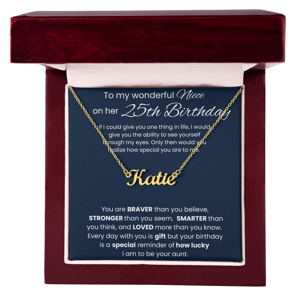 25th Birthday Custom Name Necklace for Niece