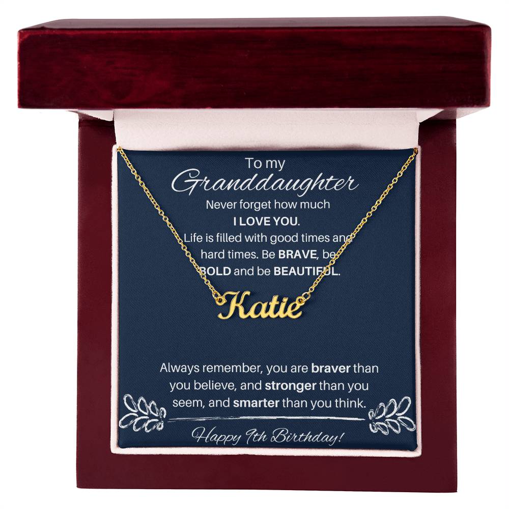 To My Granddaughter On Her 9th Birthday | Custom Name Necklace